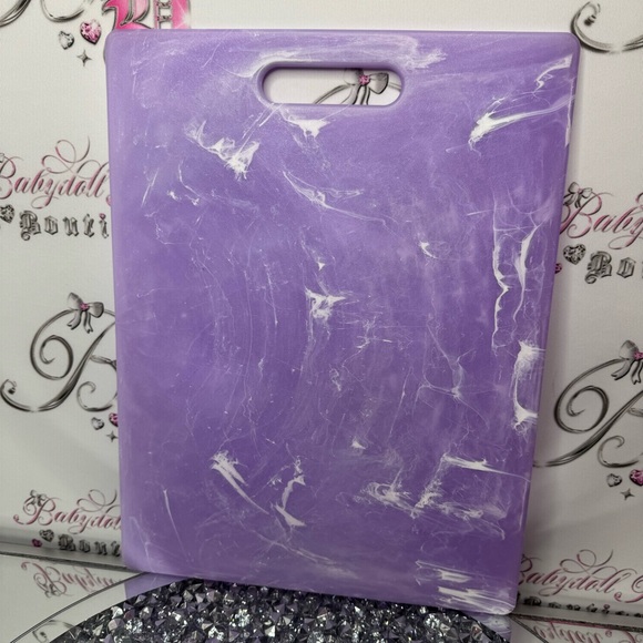 Marble swirl cutting board purple white plastic decor kitchen crystal geode look - Picture 2 of 9